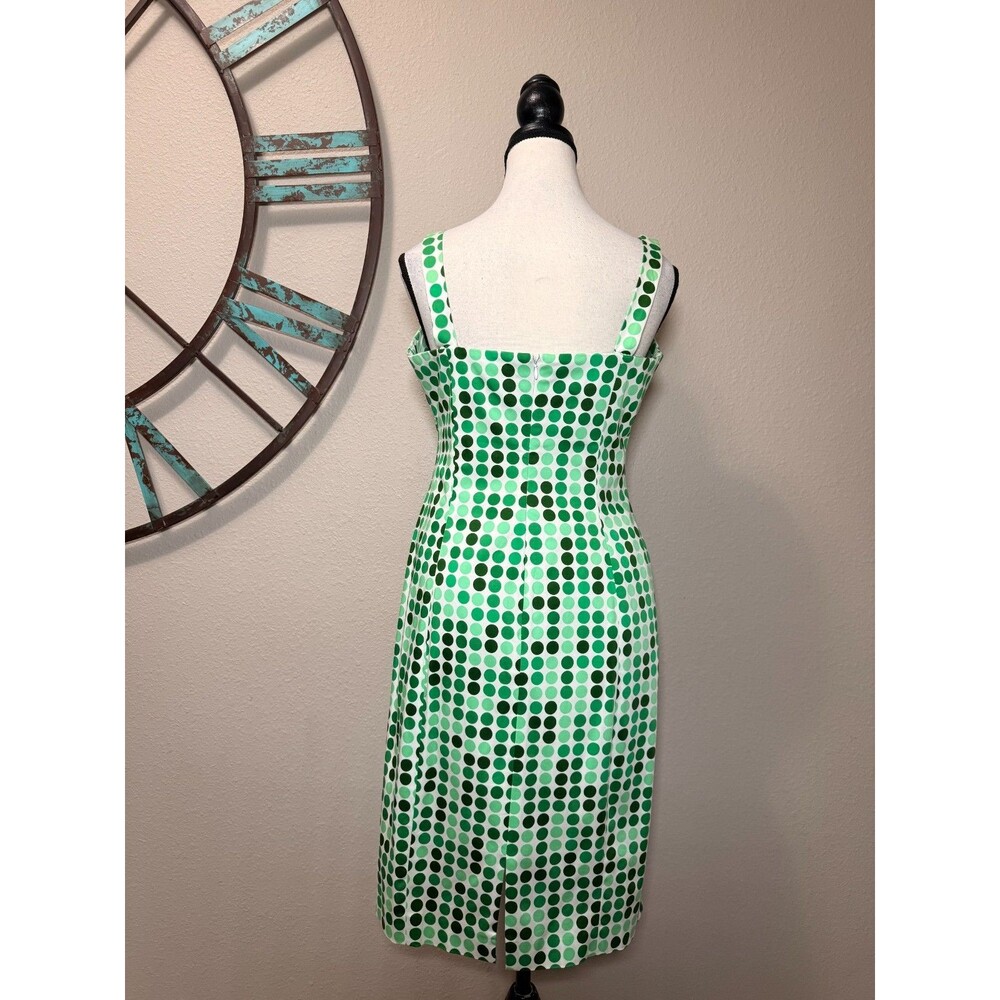 Calvin Klein Dress 10 EUC Green Polka Dots Sleeveless Sheath - Picture 3 of 6